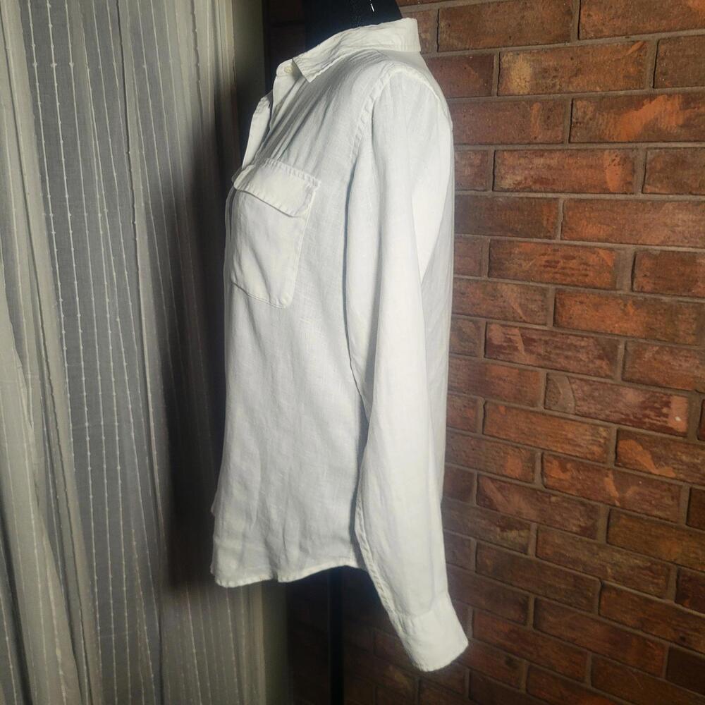 CAMIXA by Celina Di Pisa Women's White Linen Button-Down Shirt - Sz S Classic - Picture 3 of 9